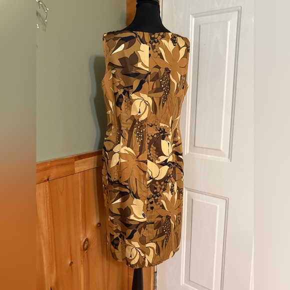 Talbots Cream and Brown Midi Dress with Timeless Elegance - Picture 5 of 11